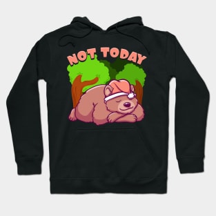 Cute Not Today Lazy Bear Sleepy Cub Napping Pun Hoodie